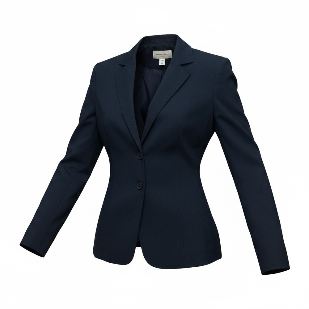 Talbots Stretch Navy Blue Two Button Blazer Tailored Professional Jacket Size 8